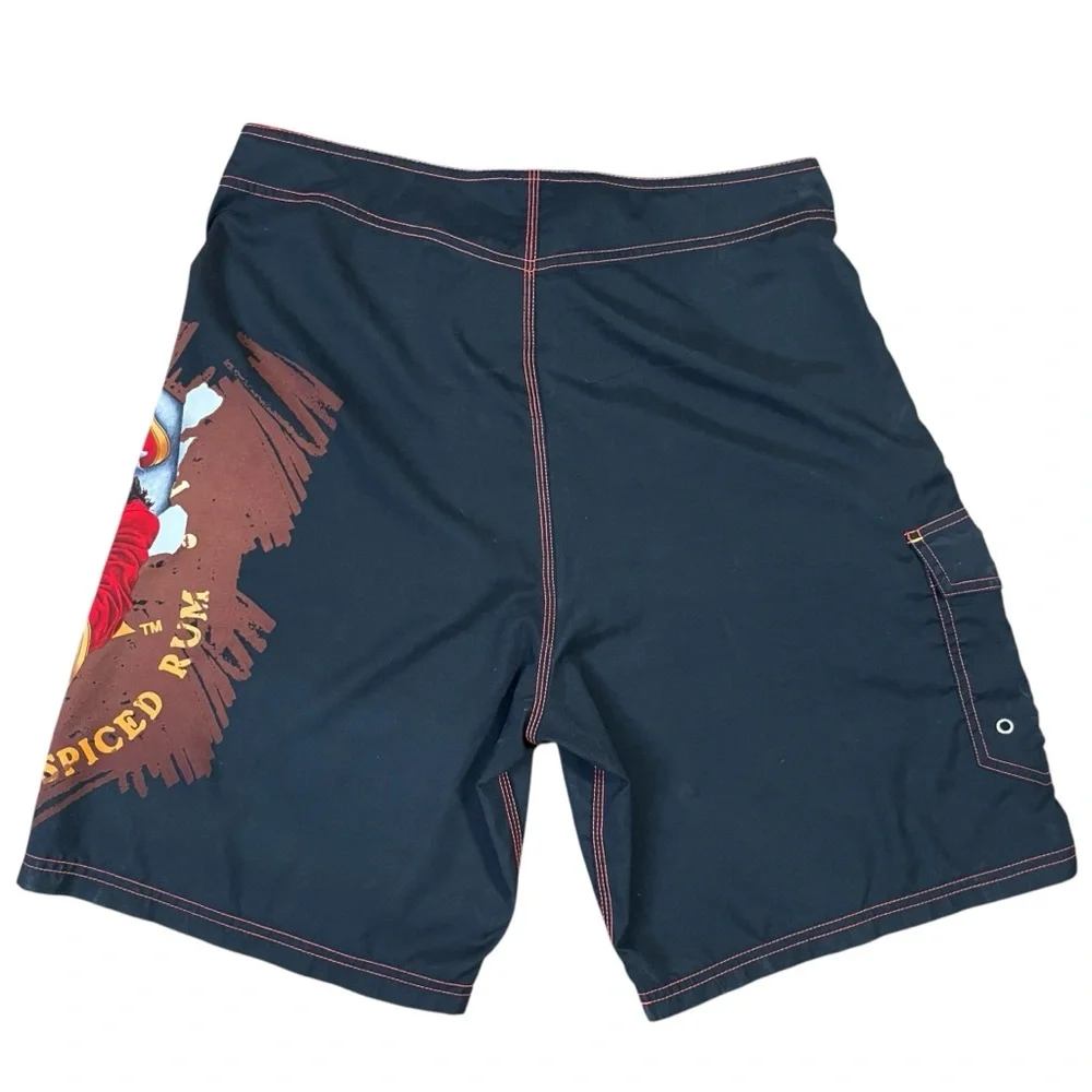 Captain Morgan Graphic Board Shorts Men’s  Black Red‎ Surf Swim Trunks Beachwear